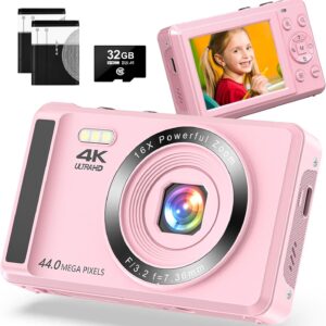 4K 44MP UHD Digital Camera 16X Zoom– Small Compact Vlogging Camera for Beginner